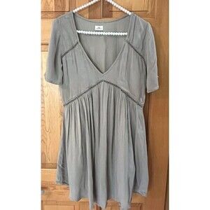 O'Neill Nala Dress XS Woven Mini Sage Green Flowy Boho Ladder Lace Lined Vneck